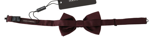 Dolce & Gabbana Elegant Maroon Silk Polka Dot Bow Tie Dolce & Gabbana