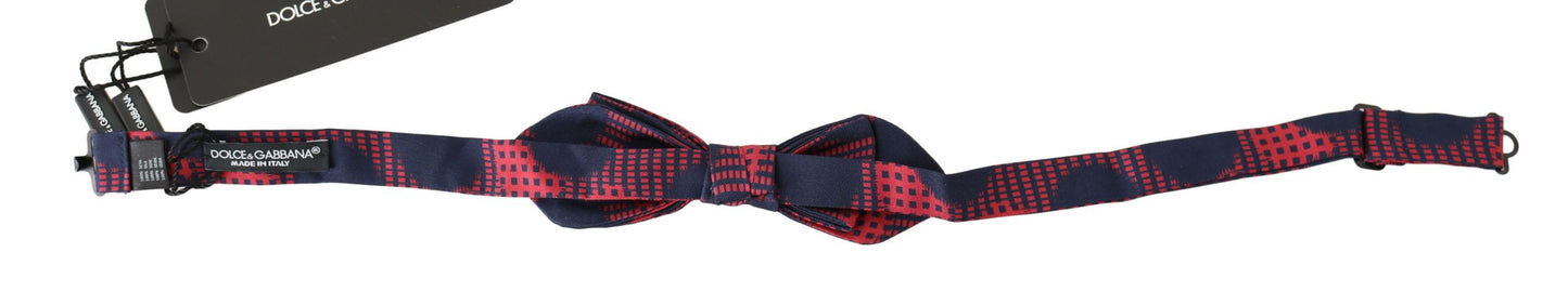 Dolce & Gabbana Elegant Red Checkered Silk Bow Tie Dolce & Gabbana