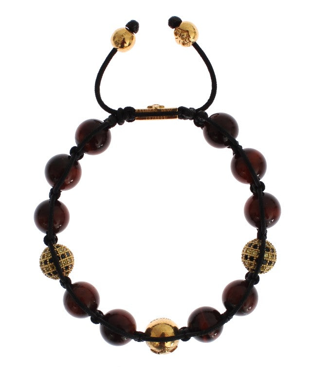 Nialaya Radiant Red Tiger Eye & CZ Gold Bracelet Nialaya