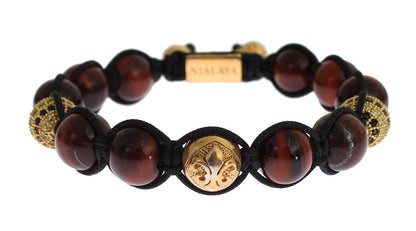 Nialaya Radiant Red Tiger Eye & CZ Gold Bracelet Nialaya