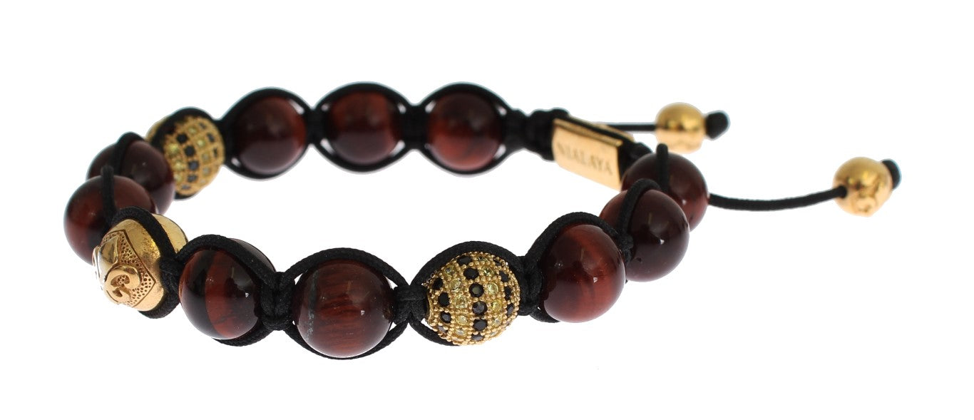 Nialaya Radiant Red Tiger Eye & CZ Gold Bracelet Nialaya