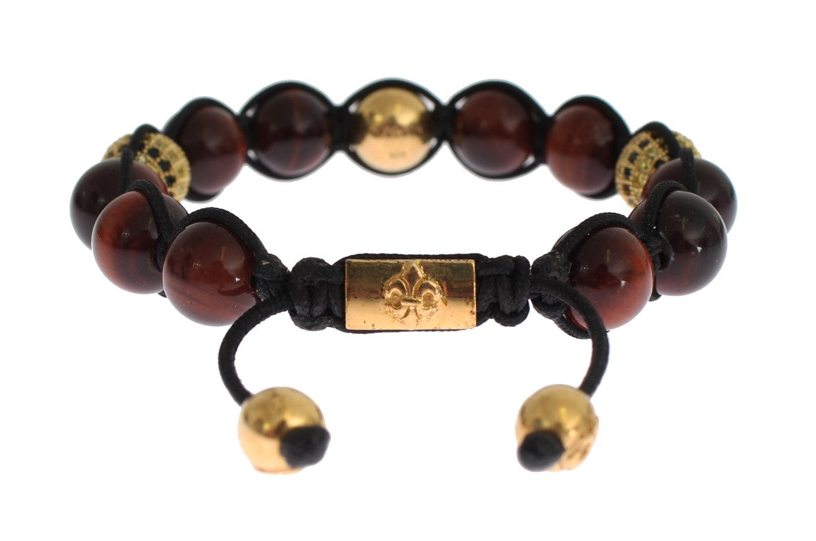 Nialaya Radiant Red Tiger Eye & CZ Gold Bracelet Nialaya