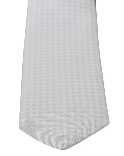 Dolce & Gabbana Elegant White Patterned Silk Blend Neck Tie Dolce & Gabbana