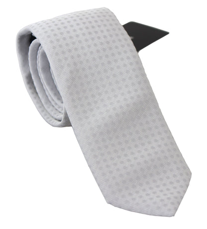 Dolce & Gabbana Elegant White Patterned Silk Blend Neck Tie Dolce & Gabbana