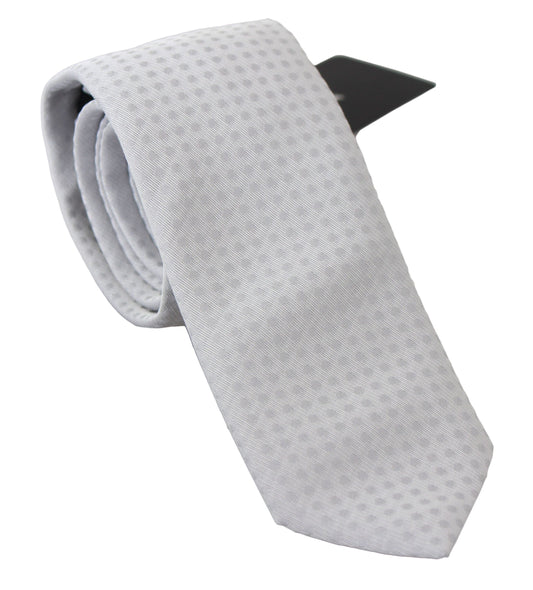 Dolce & Gabbana Elegant White Patterned Silk Blend Neck Tie Dolce & Gabbana