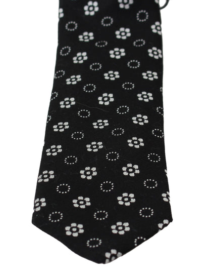 Dolce & Gabbana Elegant Black Floral Silk Necktie Dolce & Gabbana