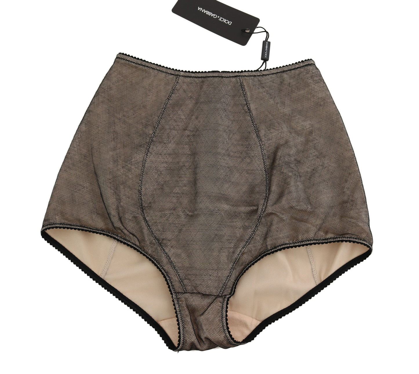 Dolce & Gabbana Beige Black Net Cotton Blend Chic Underwear Dolce & Gabbana