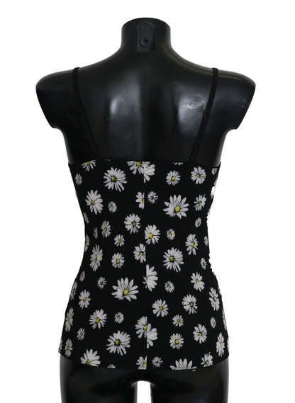 Dolce & Gabbana Elegant Black Daisy Floral Lace Chemise Dress Dolce & Gabbana