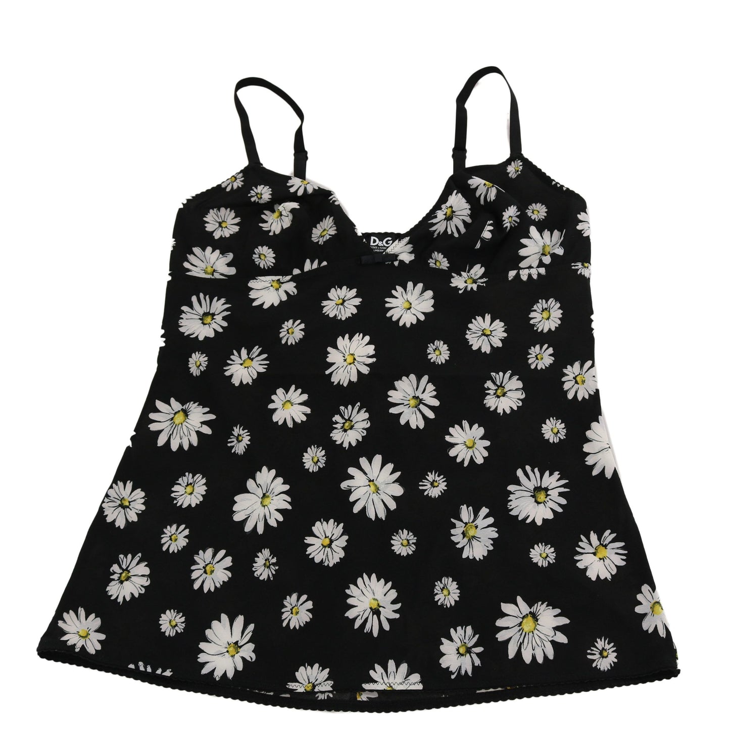 Dolce & Gabbana Elegant Black Daisy Floral Lace Chemise Dress Dolce & Gabbana