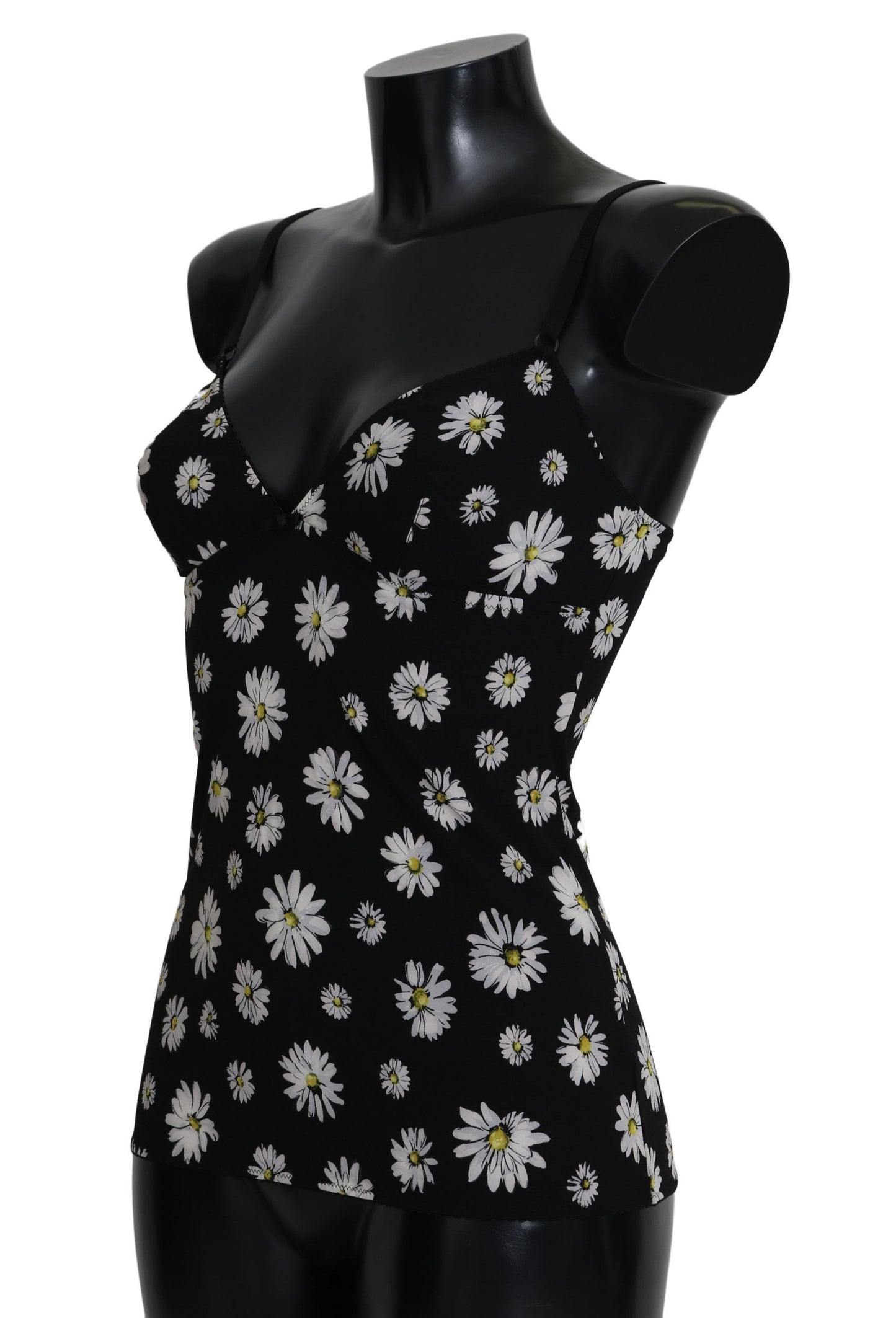 Dolce & Gabbana Elegant Black Daisy Floral Lace Chemise Dress Dolce & Gabbana