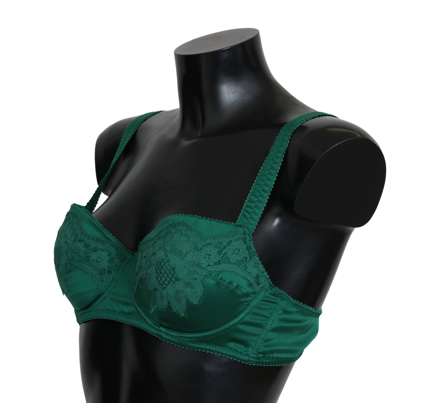 Dolce & Gabbana Enchanting Green Floral Lace Silk Bra Dolce & Gabbana