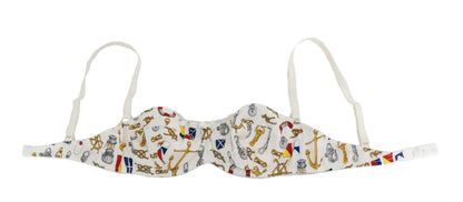 Dolce & Gabbana Elegant White Sailor Print Stretch Bra Dolce & Gabbana