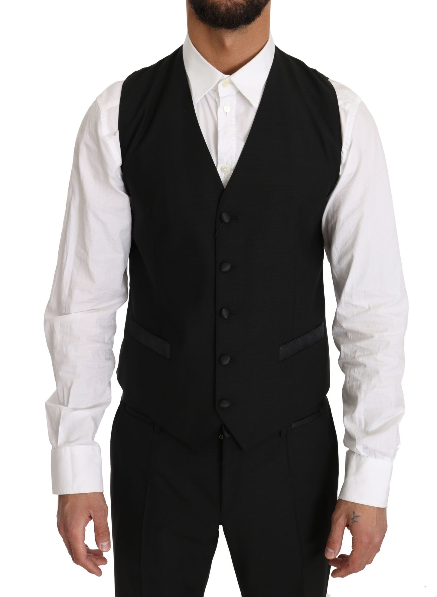 Dolce & Gabbana Sleek Black Slim Fit Formal Vest Dolce & Gabbana