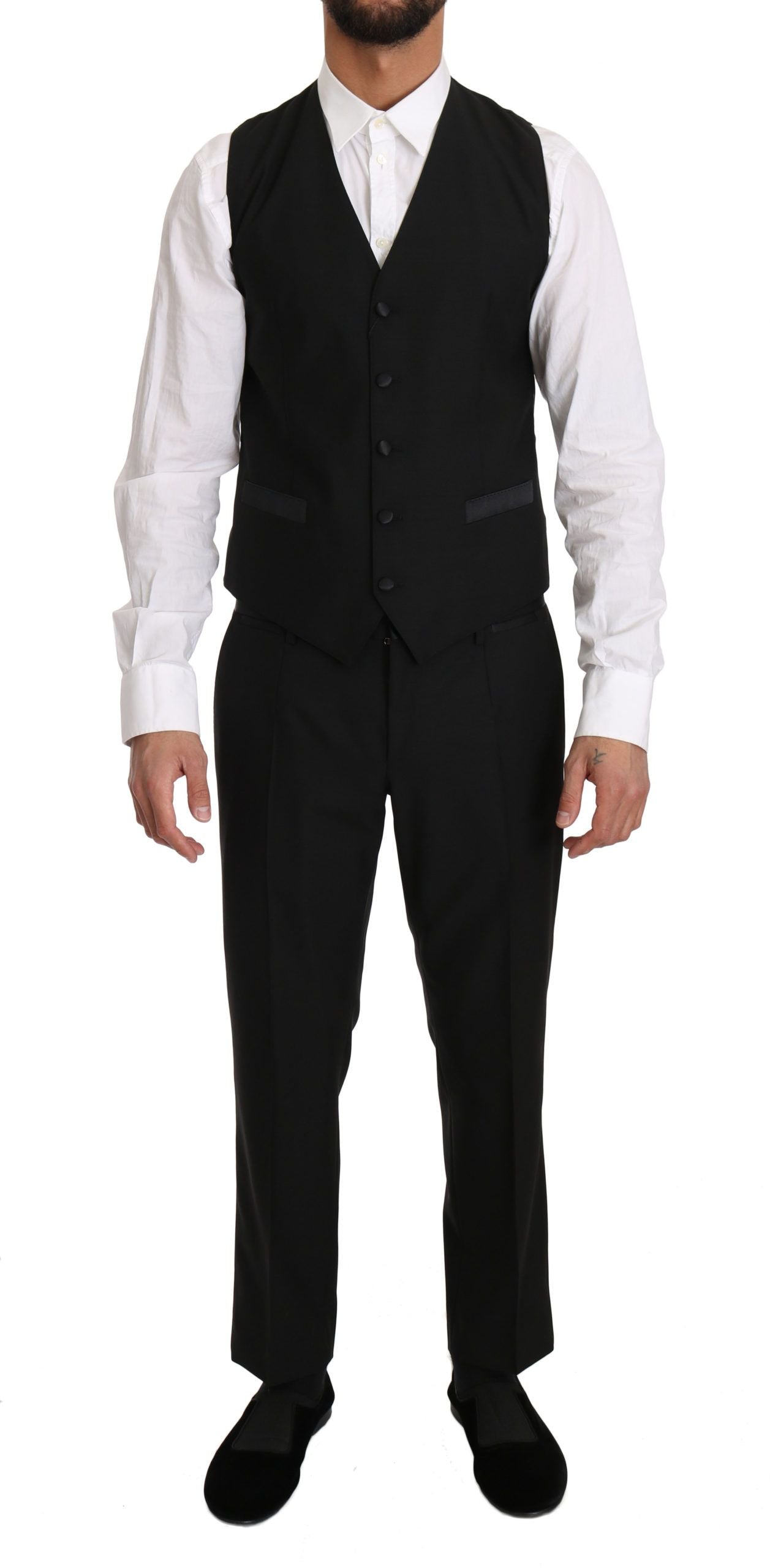 Dolce & Gabbana Sleek Black Slim Fit Formal Vest Dolce & Gabbana