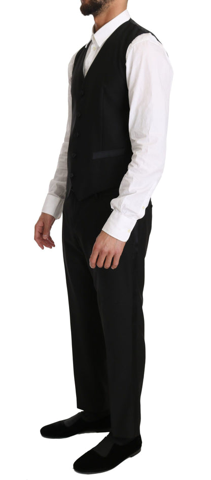 Dolce & Gabbana Sleek Black Slim Fit Formal Vest Dolce & Gabbana